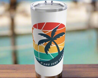 Vaso de viaje de acero inoxidable de 20 oz de O'ahu Surf Company: Isla hawaiana
