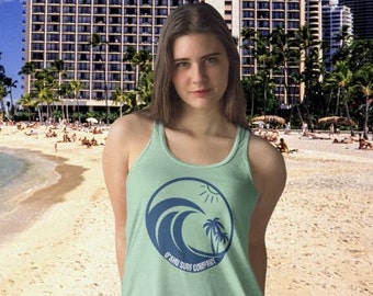 Hawaii Island Wave Racerback Women's Tank Top