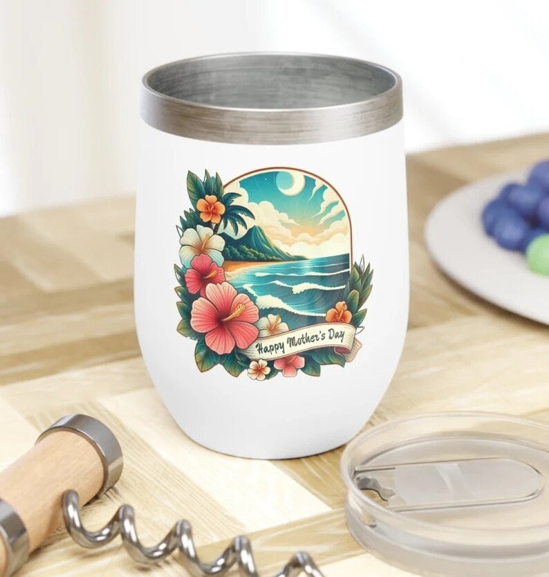 Happy Mother's Day Gift for Mom Wine Tumbler 12 oz, Moms Day Present, Gift for Her, Best Mothers Day Present from Oahu Surf Company Hawaii