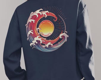Women's Hawaii Sweatshirt Unisex Fit Sun Ocean Wave Tropical Design for Those Who Love the Ocean