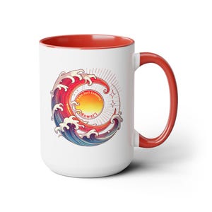 Sun Wave Hawaii Coffee Mug Perfect Gift for the Holidays Great Gift for Surfer and Ocean Lover Beach House Decor Tropical Coffee Cup 15oz