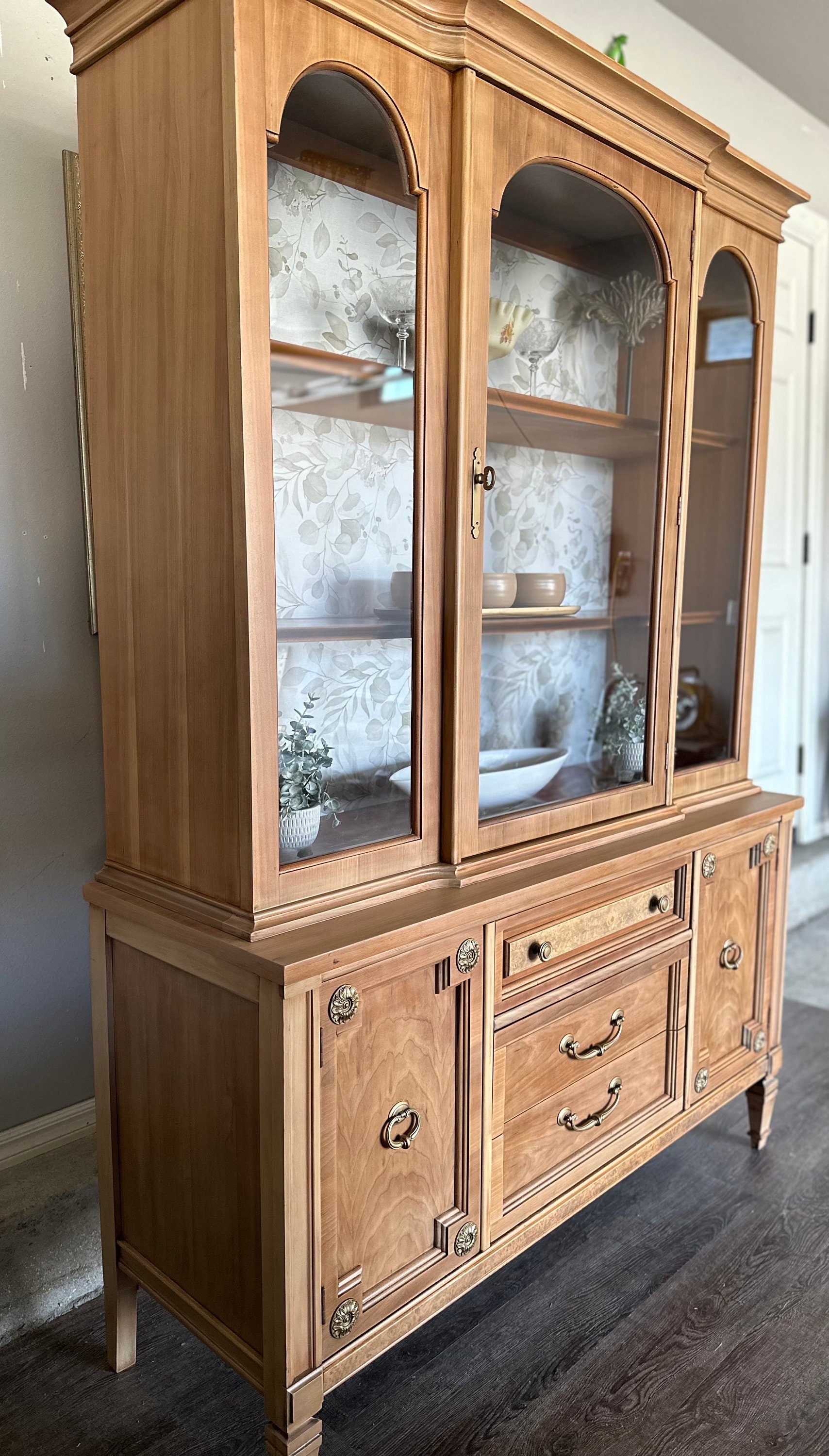 Vintage Natural Wood Bassett Hutch - Etsy