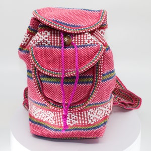 Slim boho bag, handmade vibrant color Backpack - Mexican artisan made in Morelia Michoacán