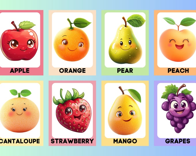 Tarjetas de frutas imprimibles para niños inglés-español - Etsy México