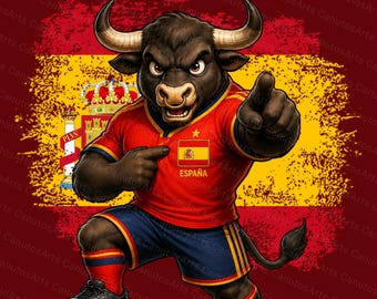 Digital Poster - Spanish Football Mascot – A3 Digital Download (2 Color Versions)