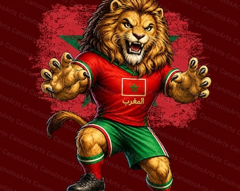 Digital Poster - Moroccan Football Mascot - Barbary lion (A4, A3, A2)