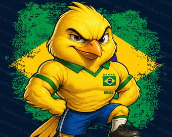 Póster digital - Mascota del fútbol brasileño – Descarga digital en formato A3 (2 versiones a color)