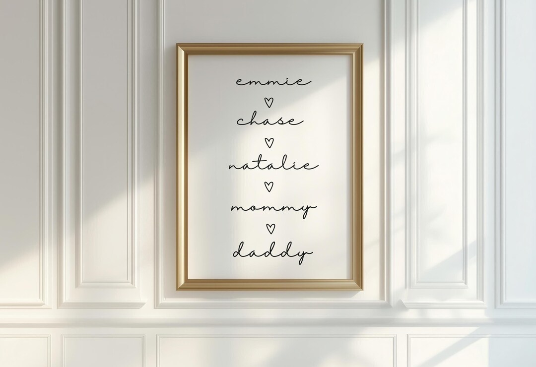 Custom Family Names Wall Art Print Poster Personalized Siblings Twins ...