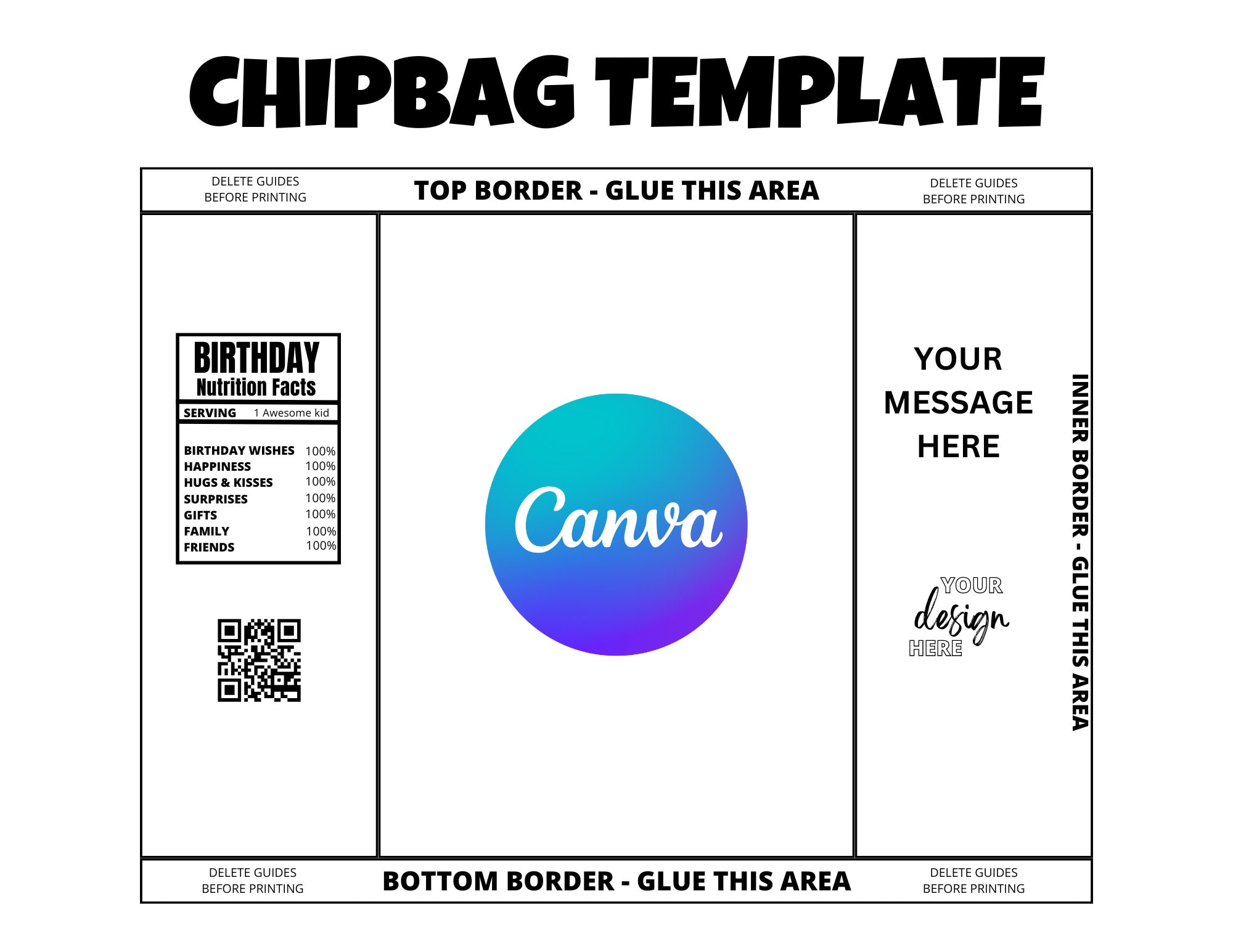 Editable Chip Bag Template Blank Chip Bag Template Chip Bag Custom