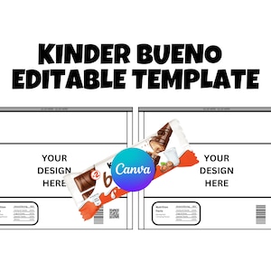 Modello wrapper modificabile per cioccolato KinderBueno, design etichetta Knder Bueno Custo, modello wrapper Bueno, download istantaneo, modello modificabile