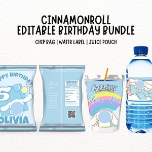 Cinamonrol Edytowalny Szablon Szablon Upominku na Przyjęcie, Edytowalny Szablon, DIY Upominki na Przyjęcie, Edytowalny Szablon Przyjęcia, Niestandardowa Torebka na Chipsy