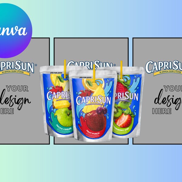 Caprisun Labels Template | Blank Caprisun Labels Template | Canva Editable Template | Digital Item