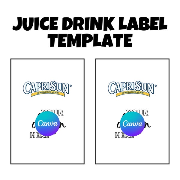 Caprisun Labels Template | Blank Caprisun Labels Template | Canva Editable Template | Digital Item