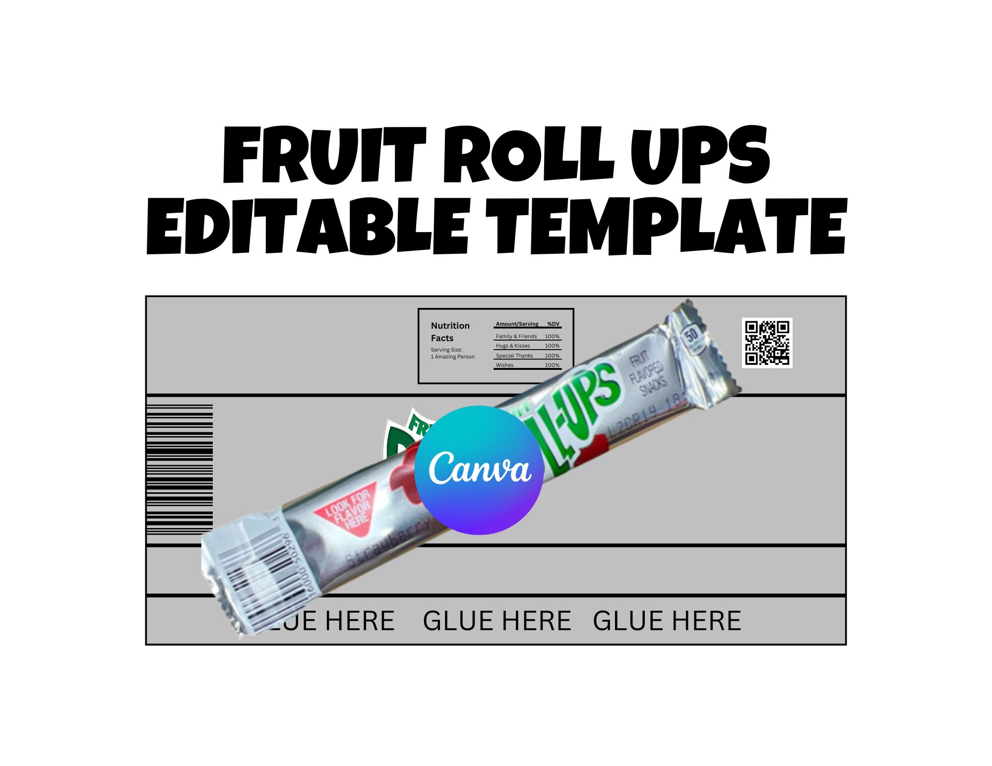Fruit Roll Ups Custom Wrapper Template, Custom Candy Wrapper Template ...