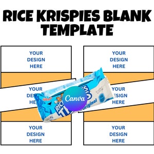 Rice Krispies Blank Editable Template, Custom Rice Krispies Design, Editable Template, Party Favors, Candy Wrapper, Wrapper Template