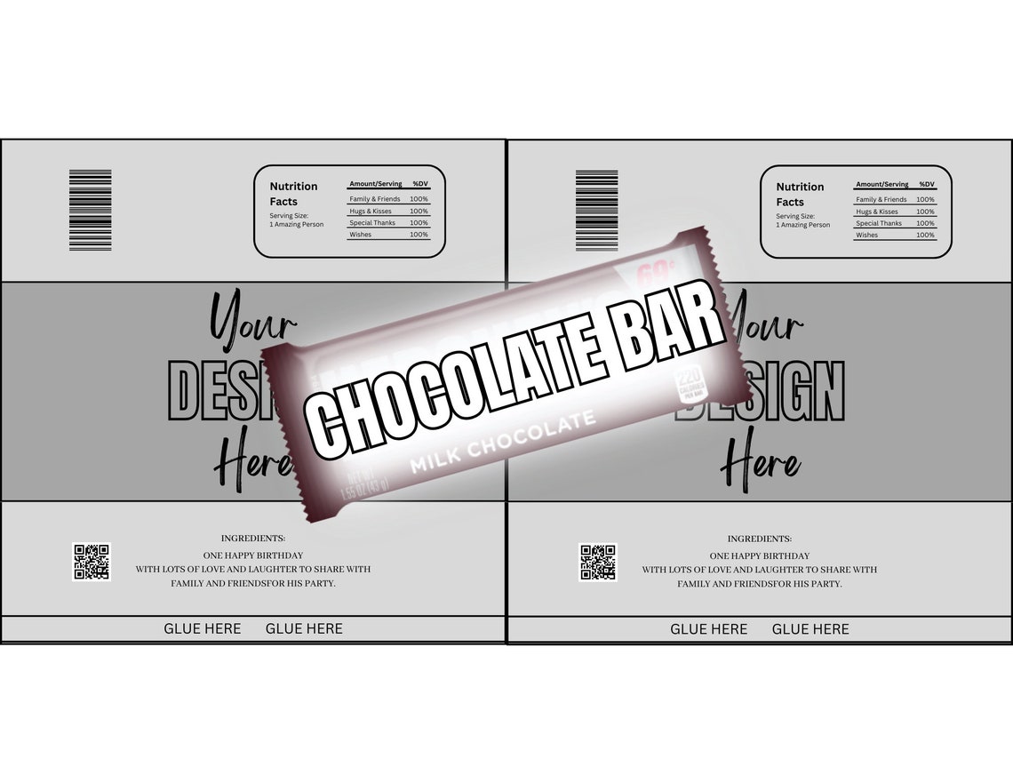 Chocolate Bar Wrapper Template Blank Editable Canva Template Chip Bag