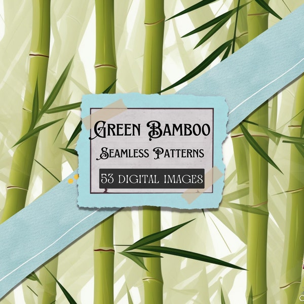 53 Green Bamboo Seamless Patterns, Tileable Patterns, Bamboo Designs, Seamless Bamboo, Commercial Use, Digital Bundle
