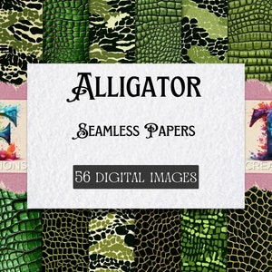 Alligator Patterns, 56 Seamless Alligator or Crocodile Patterns, Fun Reptile Seamless Designs, Commercial Use, Fun to Create and Design
