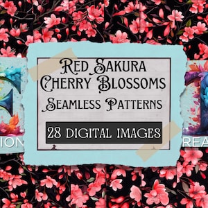 28 Árvore de flor de cerejeira Sakura, padrão de azulejo, padrão de repetição, flor de Sakura, padrão PNG, arte de flor, padrão de flor, ilustração de flor