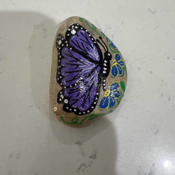 Hand painted Rock … Monarch butterfly!