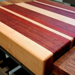 Jatoba Maple & Paduk Dough Board/Hardwood Cutting Board with Lip/Kneading Board/Wooden Pastry Bread Board/Cookie Board/Oversized Pasta Board
