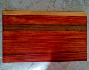 Paduk, Walnut & Ash Bar Board/Natural Hardwood Cutting Cheese Snack Board/Small Charcuterie Board/Wooden Serving Tray/Handmade Gift for Her