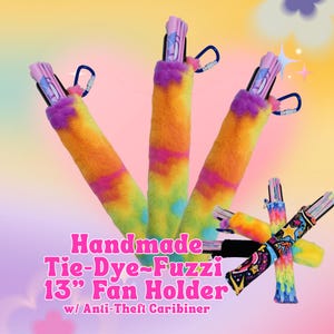 Tie-dye ~ Fuzzi 13" Folding Fan Holder {Handmade Rave, Festival Accessory}