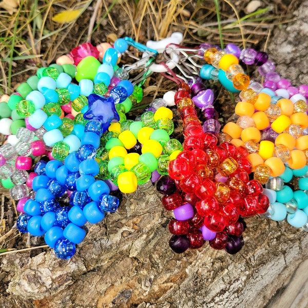 Stellar Kandi Star Keychain - Pony Beads *Rave, Festival Accessory*