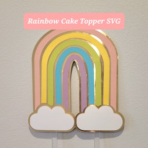 Regenboog taart topper SVG | Digitale download | Cricut ontwerpruimte gesneden bestanden | DIY-taarttopper | Regenboog feestdecor