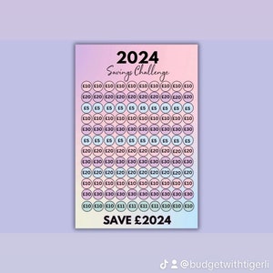 2024 Savings Challenge , Save 2024 - A6 , Savings Tracker