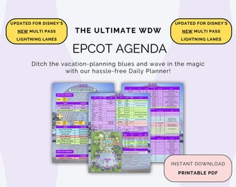 MULTI PASS Updated!! WDW Daily Agenda - Epcot (itinerary, planner, attractions list, dining options included)