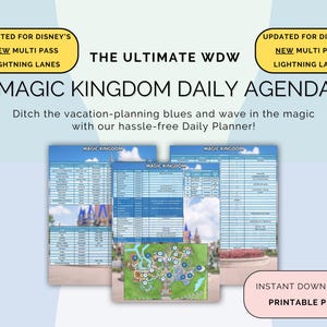 MULTI PASS Atualizado!! Agenda diária do WDW - Magic Kingdom (itinerário, planejador, lista de atrações, opções de refeições incluídas)