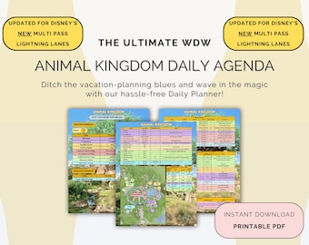 MULTI PASS Updated!! WDW Daily Agenda - Animal Kingdom (itinerary, planner, attractions list, dining options included)
