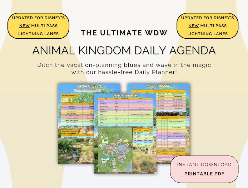 Animal Kingdom Daily Agenda – Disney Planner, Multi Pass (PDF Download ...