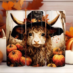 Fall Highland Cow Tumbler Wrap - Baby Witchy Highland Cow - 20oz Skinny ...