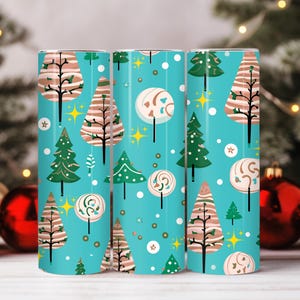 Söt julgranspapper - 20oz vinter sömlös PNG - digital nedladdning av julmönster - julstjärnor - Lollipop-design