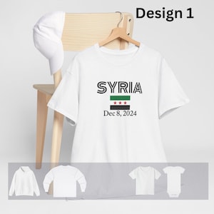 Free Syria T-Shirt, Hoodies, Sweatshirts, baby, youth | Unisex Freedom & Solidarity Tee | Show Support for Syria | Custom Colors and Sizes