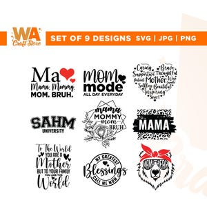 Paquete de frases para el Día de la Madre (SVG), "Amor de mamá" (SVG), Cricut, frases de agradecimiento para mamá, SVG para mamá especial, Mamá sincera, diseños para el Día de la Madre