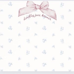 Papeterie avec noeud floral pour filles en téléchargement numérique, cartes de correspondance personnalisées, cartes de correspondance pour filles BCBG