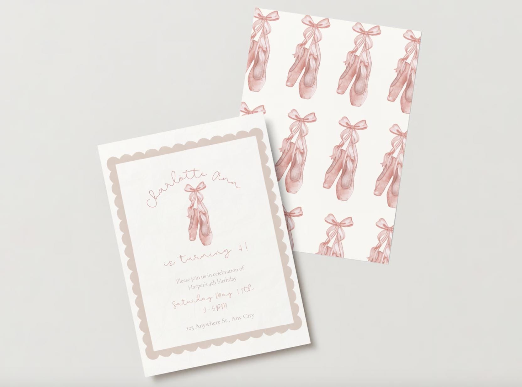 Ballet Birthday Party Digital Invitation, Instant Canva Download File ...