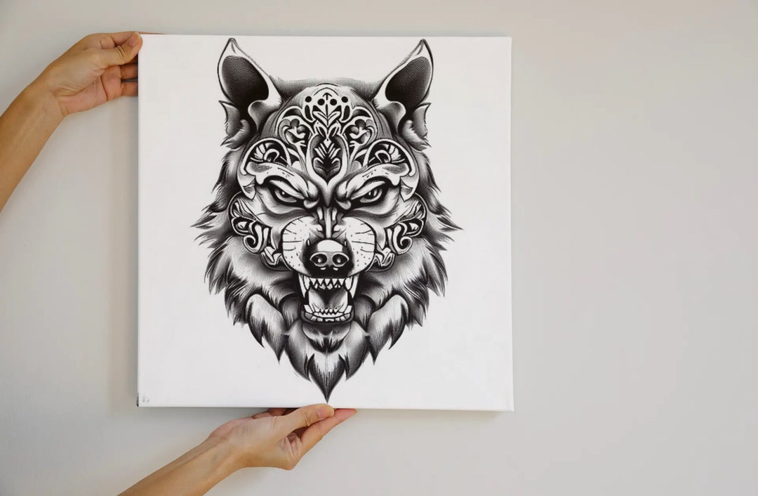 Black Wolf Clip Art on White Background Creativity Wall Art Etsy