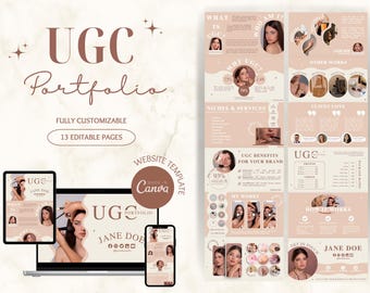 UGC Portfolio Template Canva, UGC Website Template, UGC portfolio for beginner, ugc Media Kit, Content Creator Kit, Minimalist portfolio,