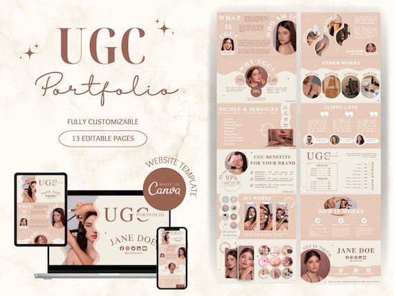 UGC Portfolio Template Canva, UGC Website Template, UGC portfolio for beginner, ugc Media Kit, Content Creator Kit, Minimalist portfolio,