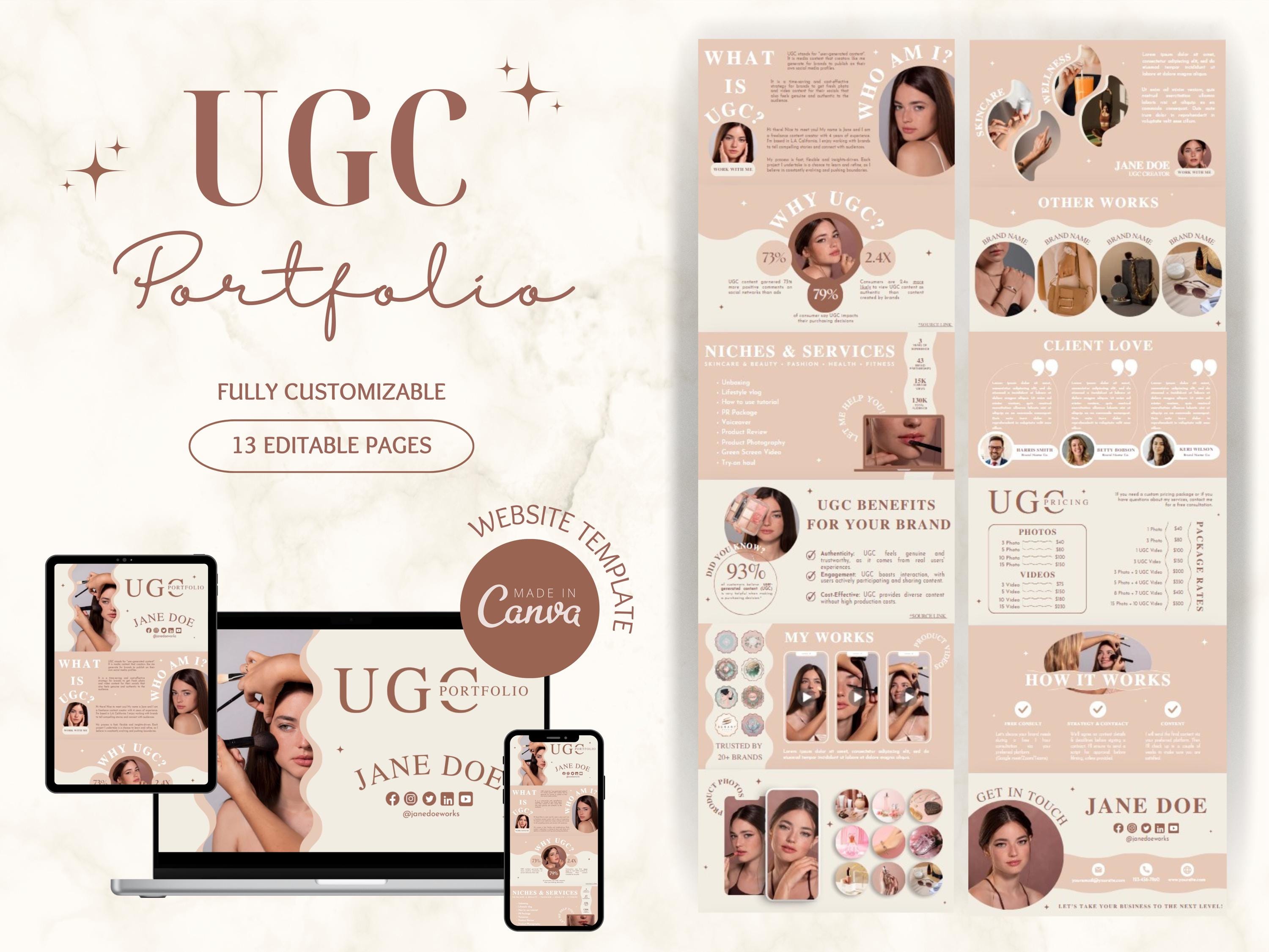 UGC Portfolio Template Canva, UGC Website Template, UGC Portfolio for ...
