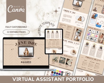 Virtual Assistant Portfolio Template, Virtual Assistant Portfolio, Virtual Assistant Templates, VA Website, Canva Website, Virtual Assistant