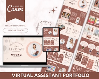 Virtual Assistant Portfolio, Virtual Assistant Portfolio Template, Virtual Assistant Website Portfolio, Virtual Assistant, Portfolio Canva