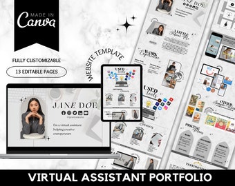 Virtual Assistant Portfolio, Virtual Assistant Portfolio Template, Virtual Assistant Website Portfolio, Virtual Assistant, Portfolio Canva