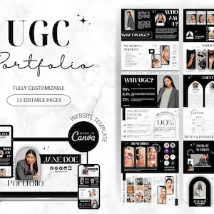 Modelo de portfólio UGC Canva, modelo de site UGC, kit de mídia UGC, kit de criador de conteúdo, portfólio UGC minimalista, modelo UGC Canva