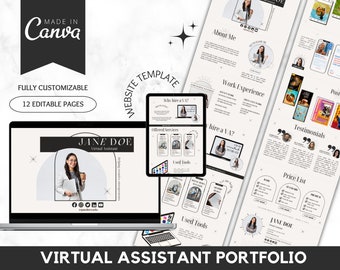 Virtual Assistant Portfolio Template, Virtual Assistant Portfolio, Virtual Assistant Templates, VA Website, Canva Website, Virtual Assistant