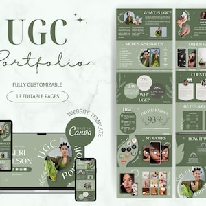 UGC-portföljmall Canva, UGC-webbplatsmall, UGC-portfölj för nybörjare, UGC-mediekit, innehållsskaparkit, wellnesscoachportfölj